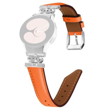 Armbånd Samsung Galaxy Watch Universal Rhinestone Crown Connector-klokkerem med sølvfarget spenne - Oransje