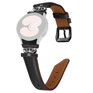 Svart spennebånd Samsung Galaxy Watch Universal Rhinestone Crown Connector Watch Strap Armbånd - Svart