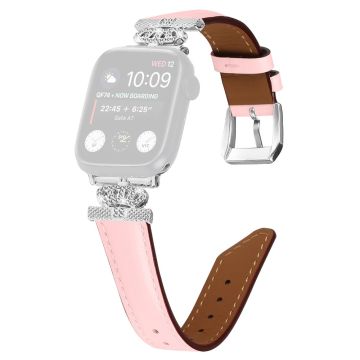 Armbåndsarmbånd Apple Watch Series 9 8 7 41mm / SE (2023) SE (2022) 6 5 4 SE 40mm / 3 2 1 38mm Rhinestone Strap med sølvspenne - Rosa