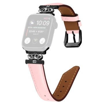 Rhinestone Band Apple Watch Series 9 8 7 41mm / SE (2023) SE (2022) 6 5 4 SE 40mm / 3 2 1 38mm Svart spenneklokkerem - Rosa