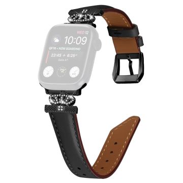 Sportsklokkebånd Apple Watch Series 9 8 7 41mm / SE (2023) SE (2022) 6 5 4 SE 40mm / 3 2 1 38mm Rhinestone Strap med Rose Gold Buckle - Svart