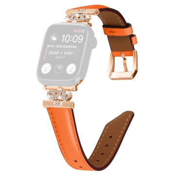 Sportsklokkebånd Apple Watch Series 9 8 7 41mm / SE (2023) SE (2022) 6 5 4 SE 40mm / 3 2 1 38mm Rhinestone Strap med Rose Gold Buckle - Oransje