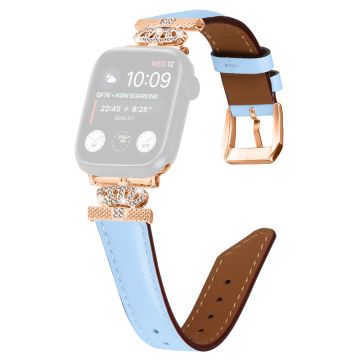 Sportsklokkebånd Apple Watch Series 9 8 7 41mm / SE (2023) SE (2022) 6 5 4 SE 40mm / 3 2 1 38mm Rhinestone Strap med Rose Gold Buckle - Blå