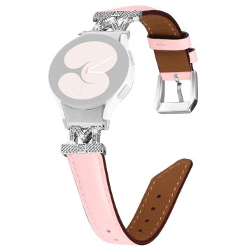 Klokkearmbånd Samsung Galaxy Watch Universal 20 mm Rhinestone M-formet kontaktarmbånd med sølvspenne - Rosa