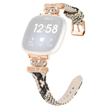 Fitbit Versa 3 / 4 / Sense / Sense 2 Rose Gold Buckle Watch Strap Crown Rhinestone Band - Slangestruktur