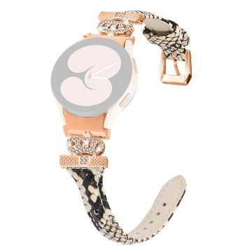 Rosa gullspenne Samsung Galaxy Watch Universal 20 mm urrem med rhinestone-krone - Slangestruktur