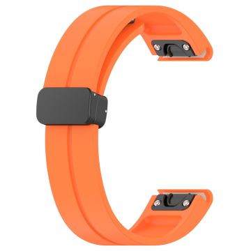 Samsung Galaxy Watch 6 / 6 Classic / 5 / 4 / Huawei Watch GT 3 42 mm klokkerem svart spenne 20 mm magnetisk silikonbånd - Oransje