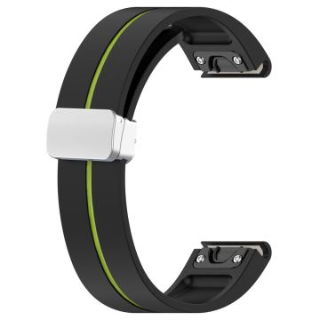 Huawei Watch GT 4 46 mm / Samsung Galaxy Watch3 45 mm magnetisk sølvspenne 22 mm tofarget silikonklokkearmbånd - Svart + Lime