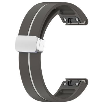 Samsung Galaxy Watch 6 / 6 Classic / 5 / 4 Magnetisk sølvspenneklokkerem 20 mm silikonbånd i to farger - Grå + Hvit