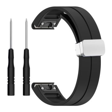 Garmin Fenix 7S / 6S Pro / 5S Plus / Instinct 2S Silikonklokkearmbånd Sølv Spenne 20mm Magnetisk Armbånd - Svart