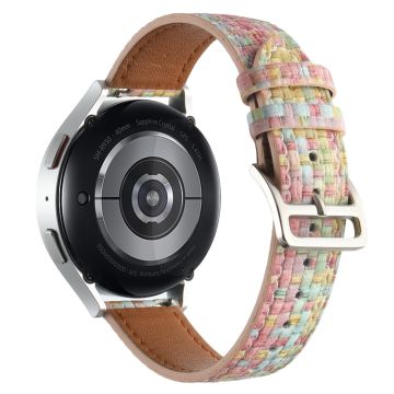 Garmin Active 5 / Samsung Galaxy Watch6 Classic 47mm 43mm Watch Band 20mm Flettet vegansk lærarmbånd - Lyserosa