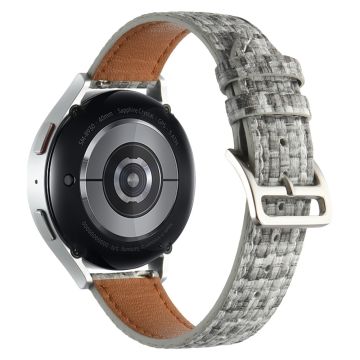 Garmin Active 5 / Samsung Galaxy Watch6 Classic 47mm 43mm Watch Band 20mm Flettet vegansk lærarmbånd - Svart Grå