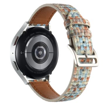 Garmin Active 5 / Samsung Galaxy Watch6 Classic 47mm 43mm Watch Band 20mm Flettet vegansk lærarmbånd - Lys Oransje