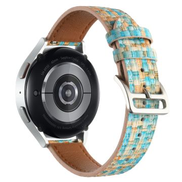 Garmin Active 5 / Samsung Galaxy Watch6 Classic 47mm 43mm Watch Band 20mm Flettet vegansk lærarmbånd - Babyblå