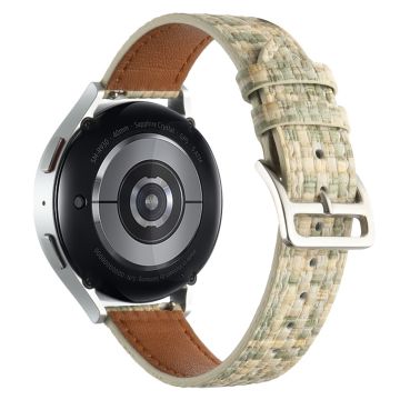 Garmin Active 5 / Samsung Galaxy Watch6 Classic 47mm 43mm Watch Band 20mm Flettet vegansk lærarmbånd - Lysegrønn