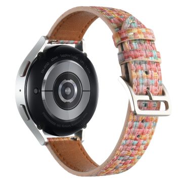 Garmin Active 5 / Samsung Galaxy Watch6 Classic 47mm 43mm Watch Band 20mm Flettet vegansk lærarmbånd - Rosa Blå