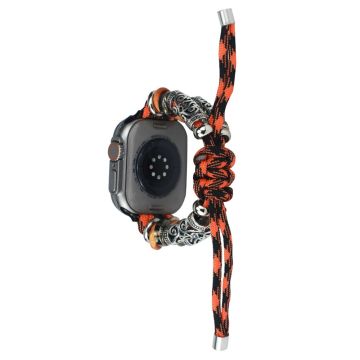 Apple Watch Series 41mm / 40mm / 38mm Rope Watch Strap Beads Wrist Band - Svart Oransje Kamuflasje