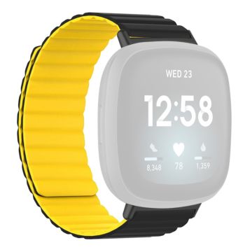 Fitbit Versa 3 / 4 / Fitbit Sense / Sense 2 Fleksibelt magnetisk klokkerem - Svart + Gul