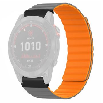 Garmin Fenix 7S / 6S / 5S utskiftbar magnetisk, fleksibel klokkerem med 20 mm støtbestandig kontakt - Grå + Oransje