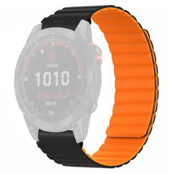 Garmin Fenix 7S / 6S / 5S utskiftbar magnetisk, fleksibel klokkerem med 20 mm støtbestandig kontakt - Svart + Oransje