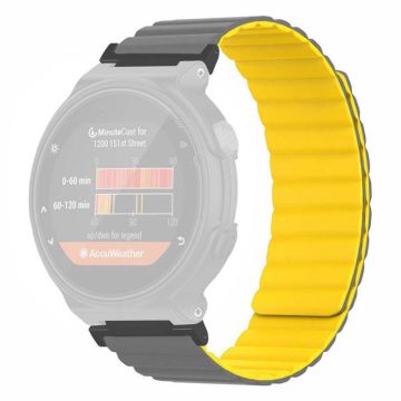 Garmin Forerunner 220 / 230 / 235 / 735XT / 620 / 63 Fleksibel stropp magnetisk smartklokkearmbånd - Grå + Gul