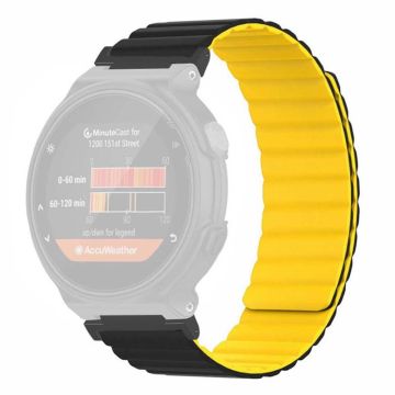 Garmin Forerunner 220 / 230 / 235 / 735XT / 620 / 63 Fleksibel stropp magnetisk smartklokkearmbånd - Svart + Gul