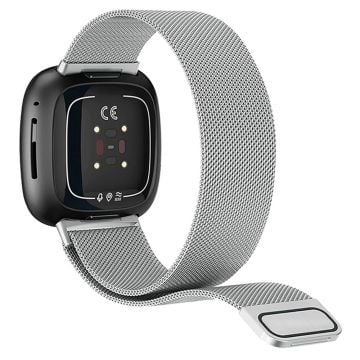 KALEBOL Series Size S Fitbit Versa 4 / 3 / Sense / Sense 2 Milanese klokkerem i rustfritt stål - Sølv