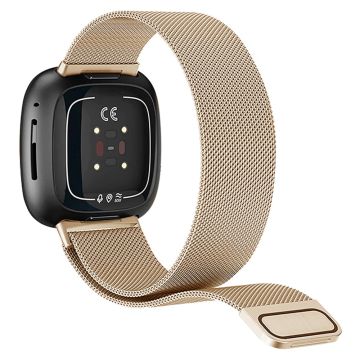 KALEBOL Series Størrelse L Fitbit Versa 4 / 3 / Sense / Sense 2 Armbånd Milanese Magnetisk Armbåndsrem - Gull