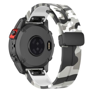 Garmin Fenix 7S / 6S Pro / 5S Plus / Instinct 2S Klokkearmbånd Svart spenne 20 mm kamuflasjerem - Camo Hvit