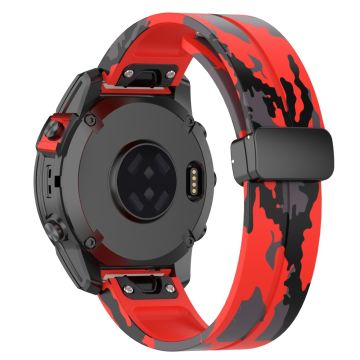 Garmin Fenix 7S / 6S Pro / 5S Plus / Instinct 2S Klokkearmbånd Svart spenne 20 mm kamuflasjerem - Camo Rød