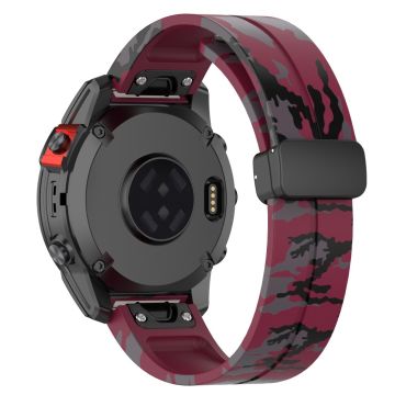 Garmin Fenix 7S / 6S Pro / 5S Plus / Instinct 2S Klokkearmbånd Svart spenne 20 mm kamuflasjerem - Camo Vinrød