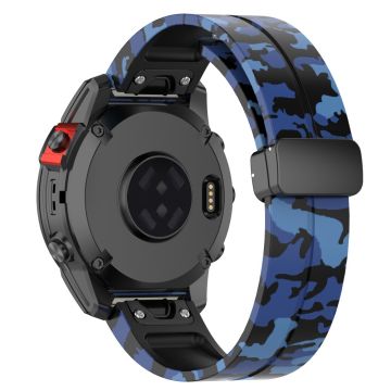 Garmin Fenix 7S / 6S Pro / 5S Plus / Instinct 2S Klokkearmbånd Svart spenne 20 mm kamuflasjerem - Camo Blå