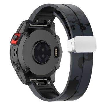 Garmin Fenix 7S / 6S Pro / 5S Plus / Instinct 2S kamuflasjeklokkearmbånd med sølvspenne 20 mm sportsarmbånd - Camo Grå