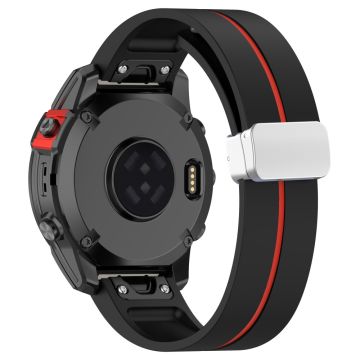 Garmin Fenix 7S / 6S Pro / 5S Plus / Instinct 2S Fleksible klokkeremmer Sølvspenne 20mm Dual Color Stripes Strap - Svart + Rød