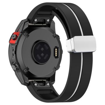 Garmin Fenix 7S / 6S Pro / 5S Plus / Instinct 2S Fleksible klokkeremmer Sølvspenne 20mm Dual Color Stripes Strap - Svart + Hvit