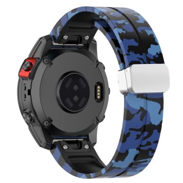 Garmin 22 mm Quickfit-klokkearmbånd med sølvfarget spenne - Camo Blå