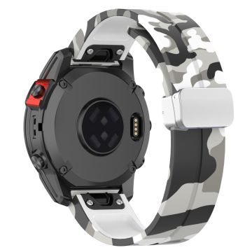 Garmin 22 mm Quickfit-klokkearmbånd med sølvfarget spenne - Camo Hvit