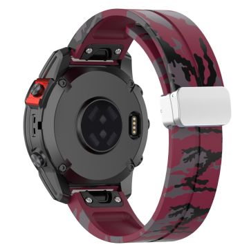 Garmin 22 mm Quickfit-klokkearmbånd med sølvfarget spenne - Camo Vinrød