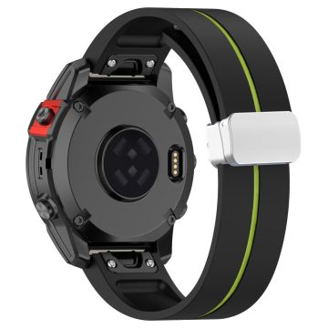 Garmin 22 mm Quickfit-klokkearmbånd i to farger med sølvspenne - Svart + Lime