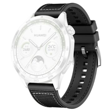 Huawei Watch GT 4 / GT 3 / GT 2 46 mm klokkerem 22 mm nylonbelagt, fleksibel erstatningsrem - Svart