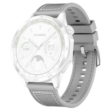 Huawei Watch GT 4 / GT 3 / GT 2 46 mm klokkerem 22 mm nylonbelagt, fleksibel erstatningsrem - Grå