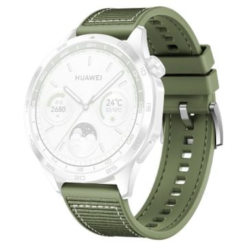 Huawei Watch GT 4 / GT 3 / GT 2 46 mm klokkerem 22 mm nylonbelagt, fleksibel erstatningsrem - Grønn