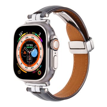 Apple Watch Series 41mm - 40mm - 38mm Universal Watch Band Crazy Horse Texture Strap - Gråblå + Sølv Spenne Spenne