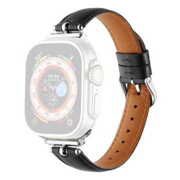 Apple Watch Series 41mm - 40mm - 38mm Universal Universal klokkeremmer i ekte okselær - Svart / Sølv Spenne Spenne