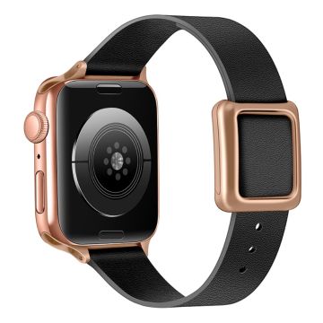 Apple Watch Series 41mm - 40mm - 38mm Universal Smart Watch-armbånd i lær - Svart