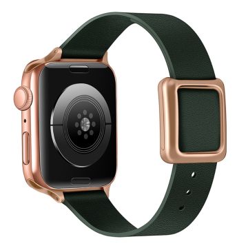 Apple Watch Series 41mm - 40mm - 38mm Universal Smart Watch-armbånd i lær - Mørkegrønn