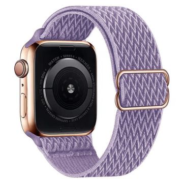 Apple Watch Series 41mm - 40mm - 38mm Universal Watch Band Wave Design Nylon håndleddsrem - Lavendel