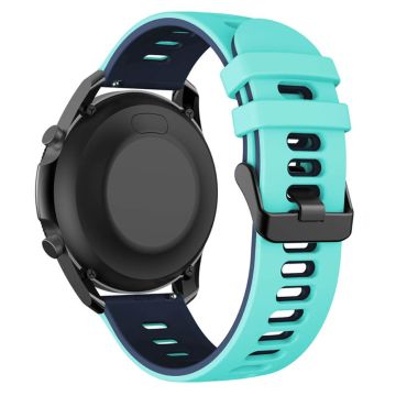 Samsung Galaxy Watch6 Classic 47mm 43mm / GarminActive 5 Fleksibelt bånd 20mm Dual Color Watch Strap - Blågrønn + Blå