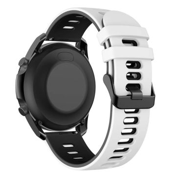 Samsung Galaxy Watch3 45 mm / Garmin Venu 3 klokkerem 22 mm fleksibelt urarmbånd med to farger - Hvit + Svart