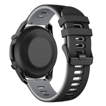 Samsung Galaxy Watch3 45 mm / Garmin Venu 3 klokkerem 22 mm fleksibelt urarmbånd med to farger - Svart + Grå